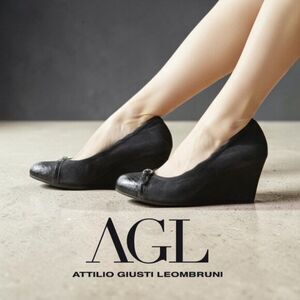 AGL Balletcore Whimsigoth Black Glitter Cap Toe Ballet Wedge